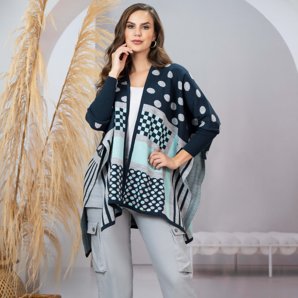 Ruana Tejida En Hilo Dama