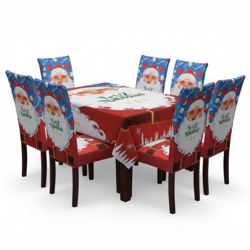 Set mantel navideño + 6 fundas para sillas