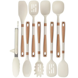 Set de utensilios para cocina x16 piezas en silicona beige