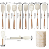 Set de utensilios para cocina x16 piezas en silicona beige