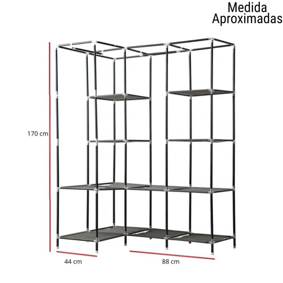 Closet armario ropero de tela plegable en L