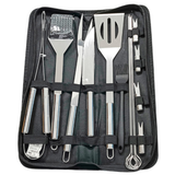 Set parrillero estuche kit bbq para asados con 15 utensilios