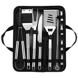Set parrillero estuche kit bbq para asados con 15 utensilios