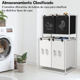 Cesta organizadora de ropa sucia de 4 compartimientos
