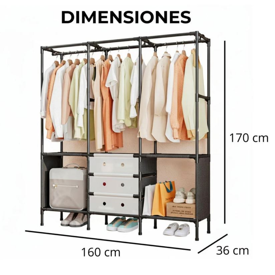 Closet de lujo 3 cuerpos con tapa acrílico