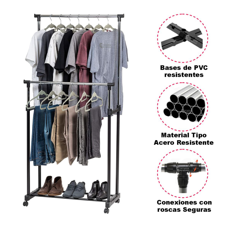 Perchero estante organizador ropa dual