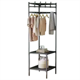 Closet esquinero 3 en 1 con repisas y ganchos