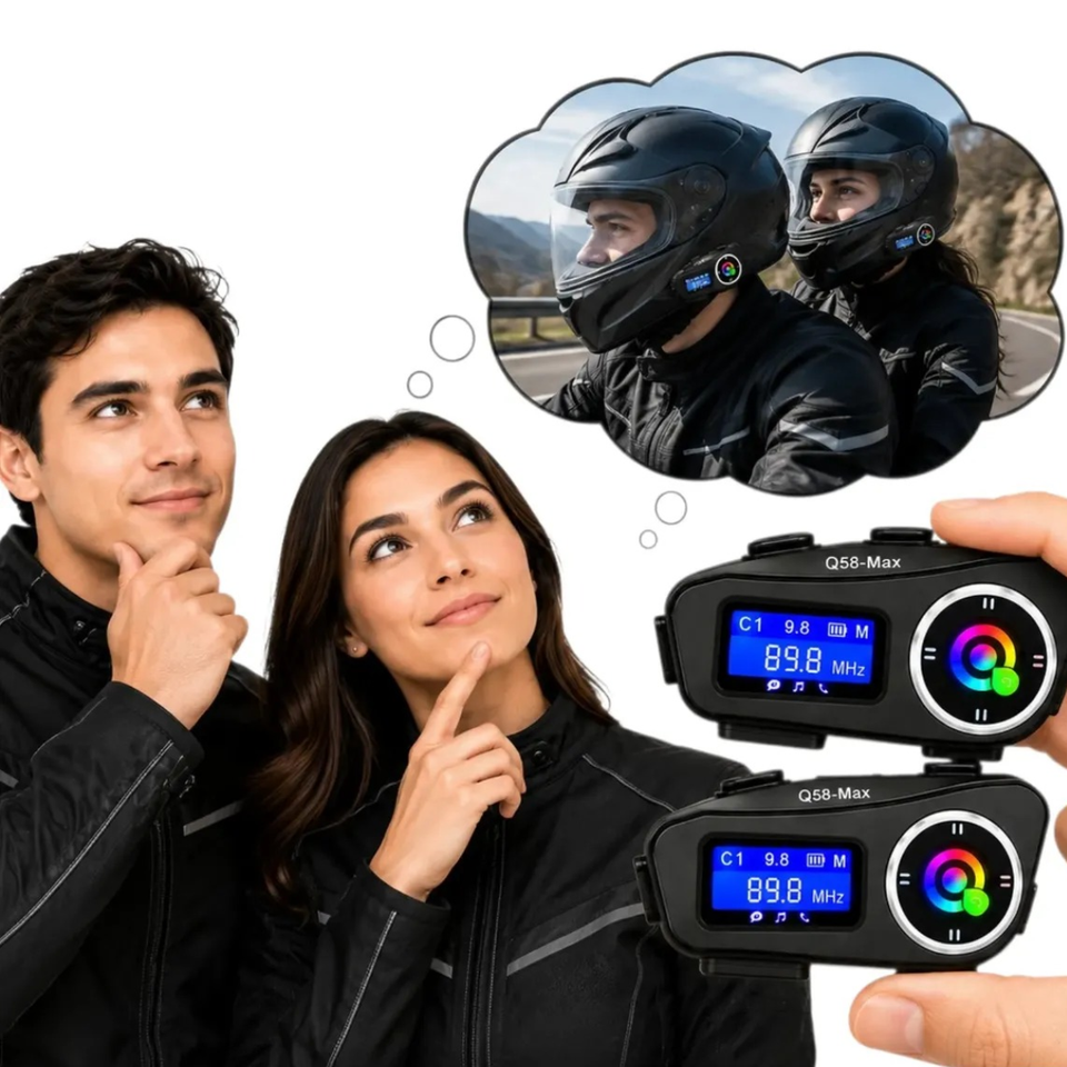 Combo X2 Intercomunicadores para Casco Q58-MAX con Pantalla LCD y Bluetooth