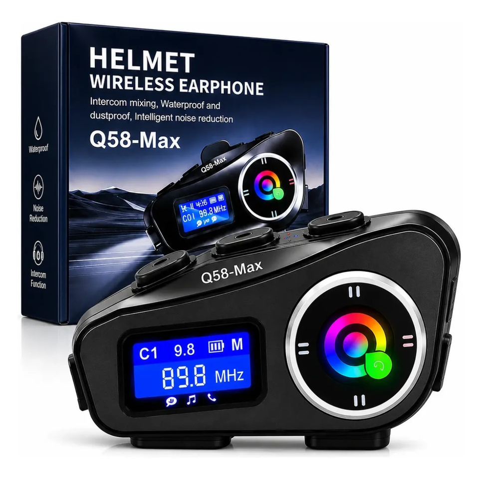 Combo X2 Intercomunicadores para Casco Q58-MAX con Pantalla LCD y Bluetooth
