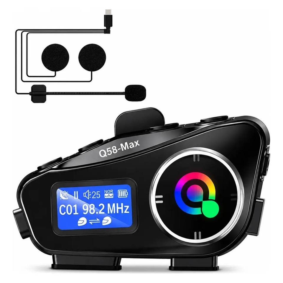 Combo X2 Intercomunicadores para Casco Q58-MAX con Pantalla LCD y Bluetooth