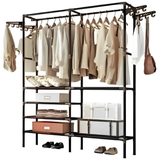 Closet Esqueleto X2 con Doble Espacio para Colgar, Repisas y Ganchos