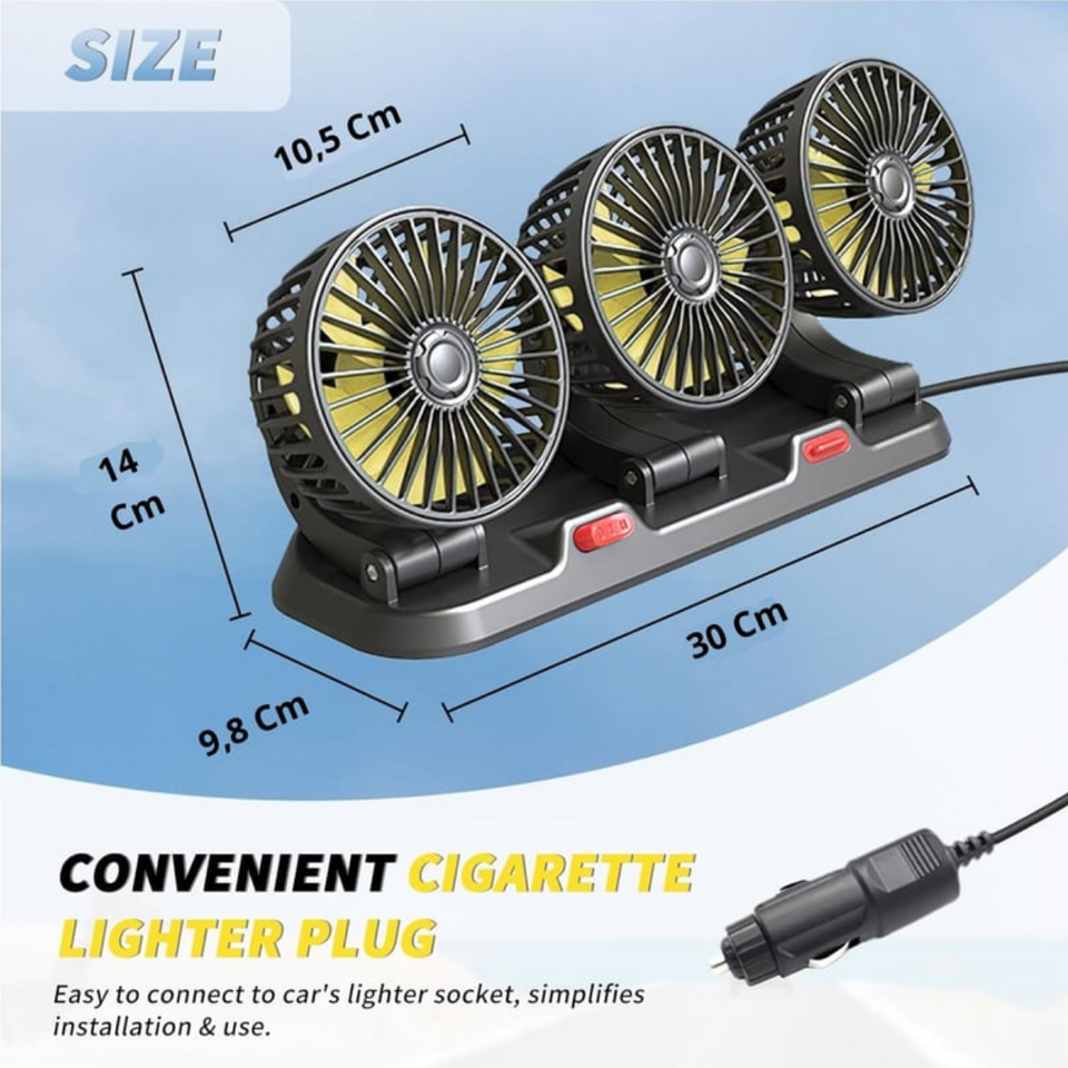Ventilador portátil triple para carro