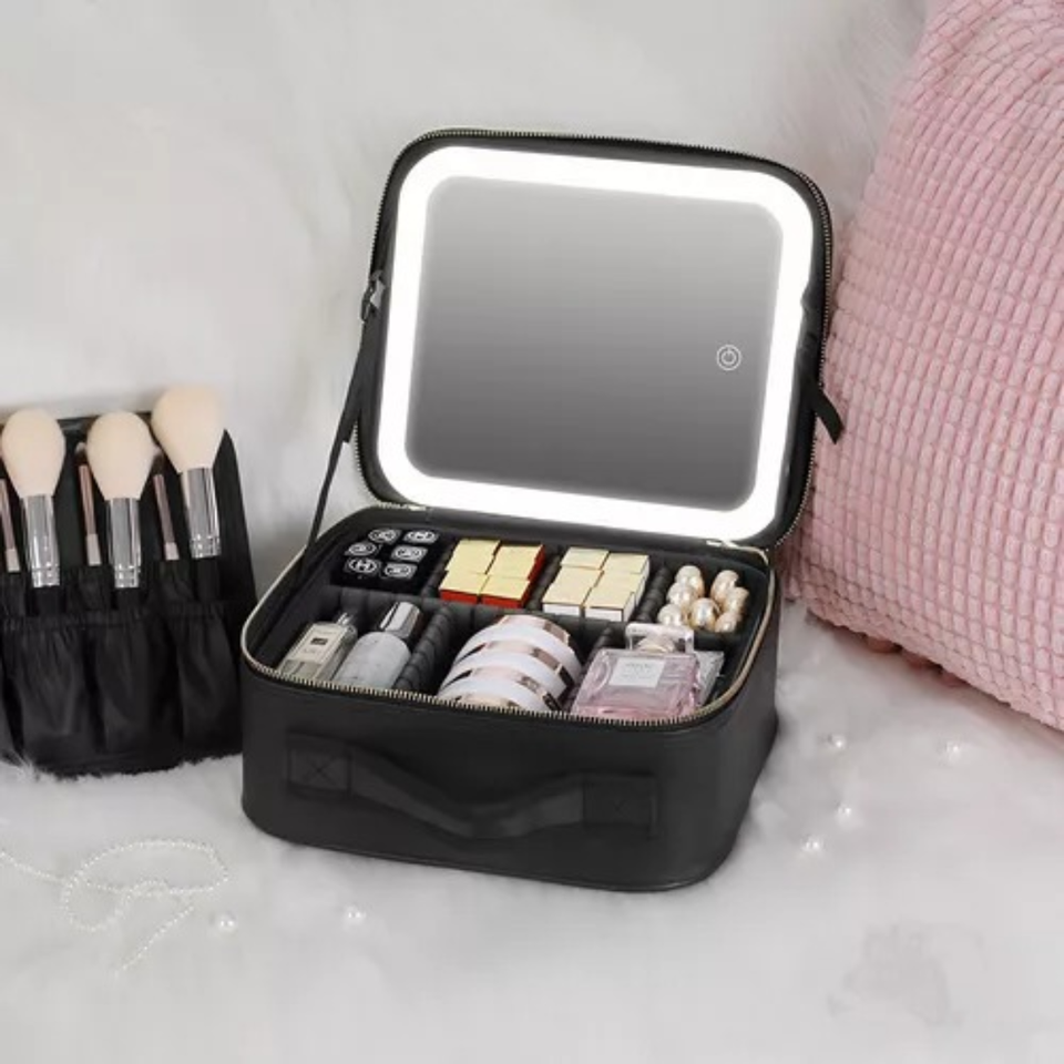 Organizador de maquillaje con espejo led