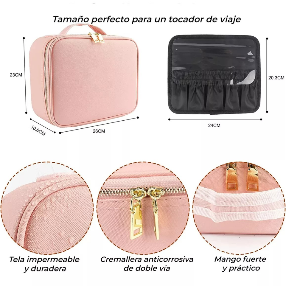 Organizador de maquillaje con espejo led