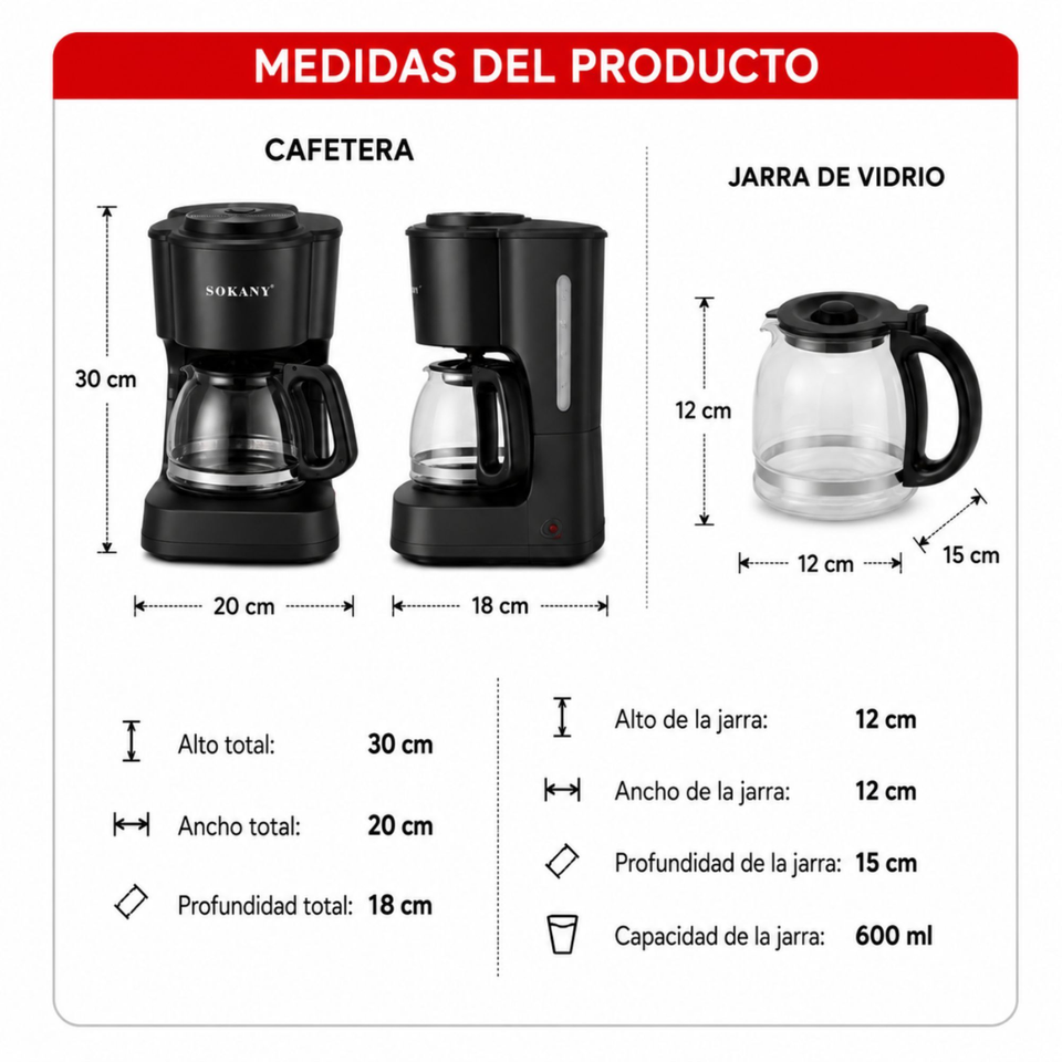 Cafetera eléctrica de 6 tazas