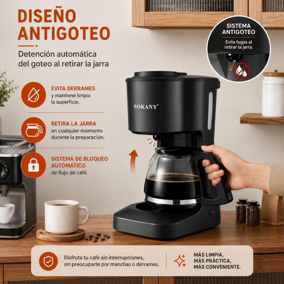 Cafetera eléctrica de 6 tazas