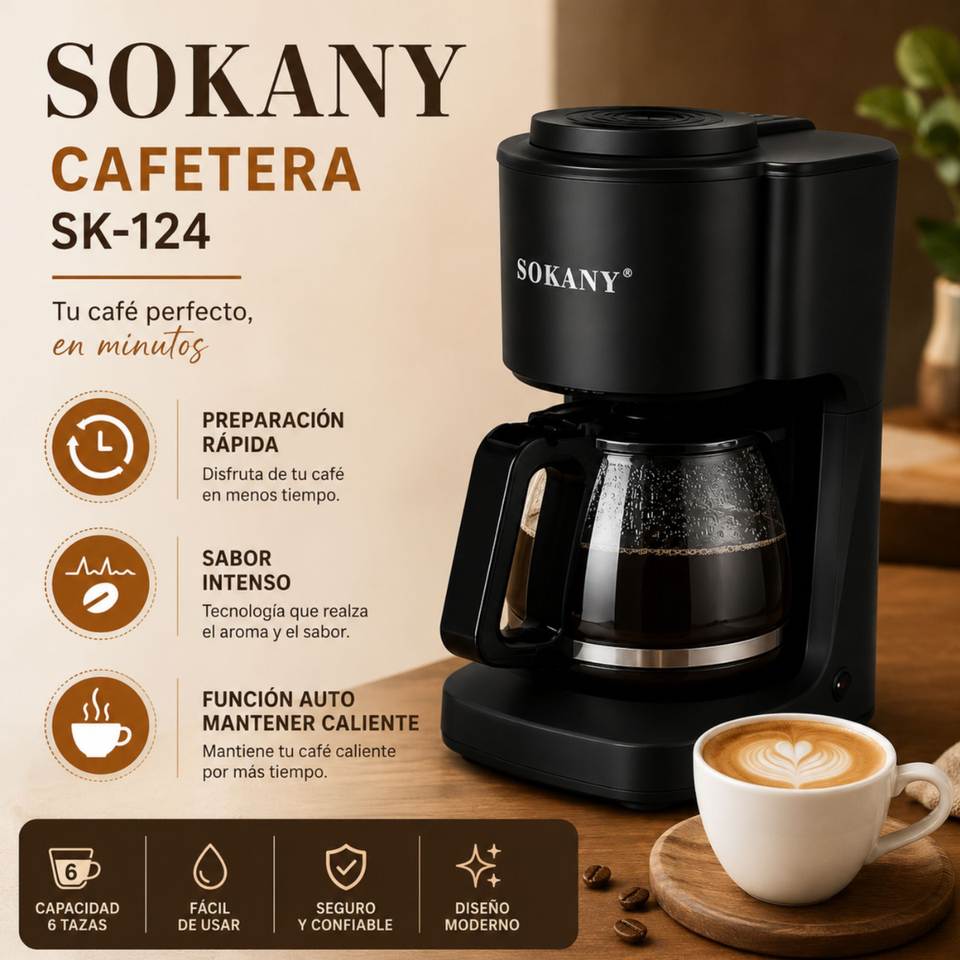 Cafetera eléctrica de 6 tazas