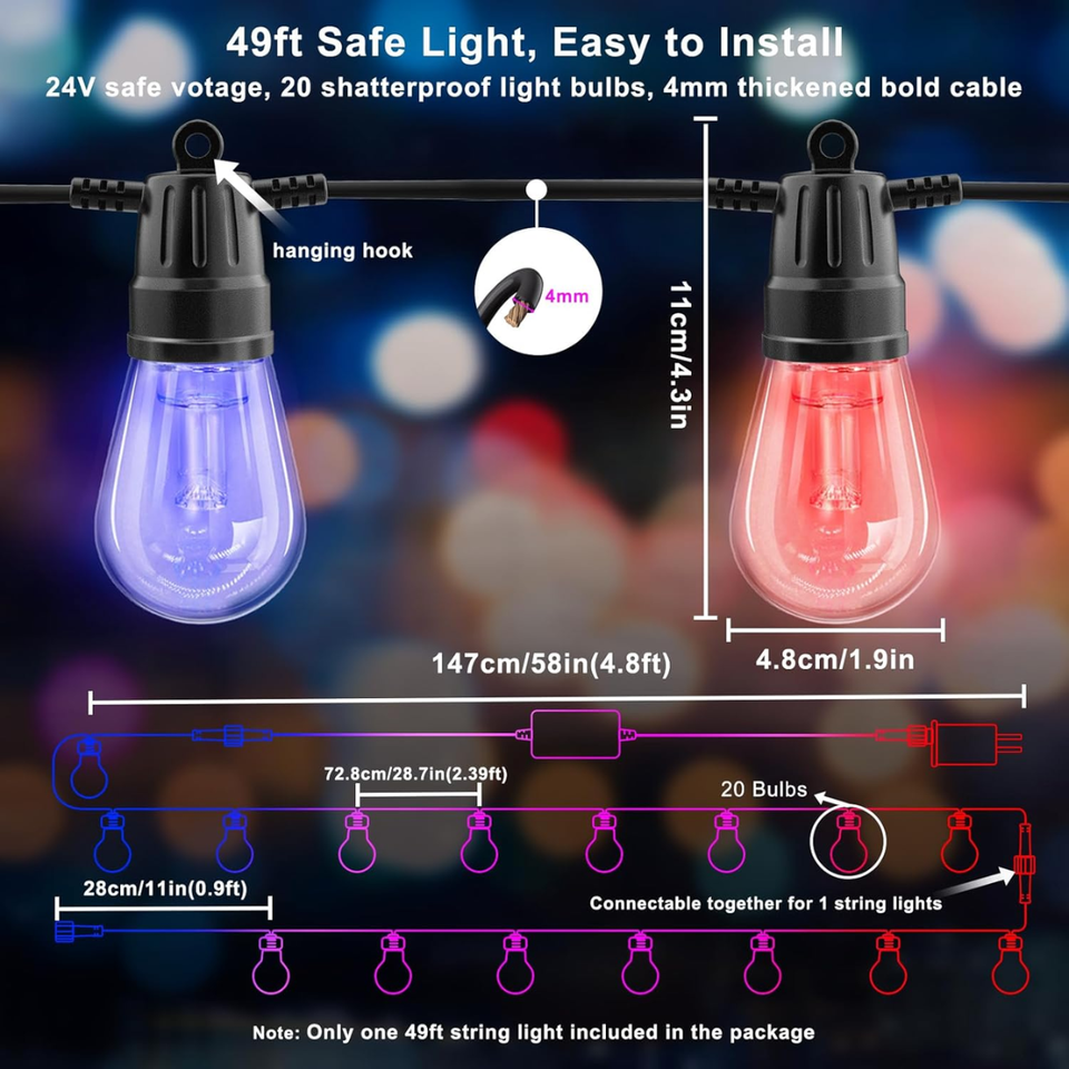 Guirnalda de bombillos led rgb 15 metros