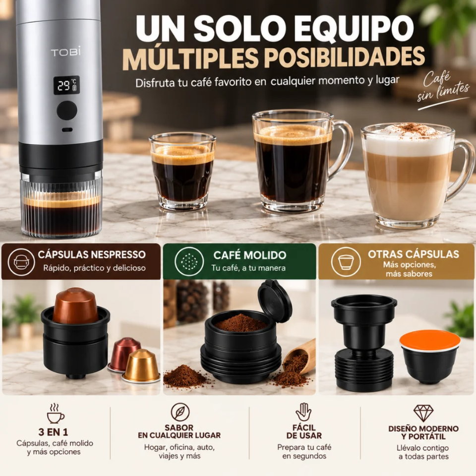 Cafetera portátil 3 en 1