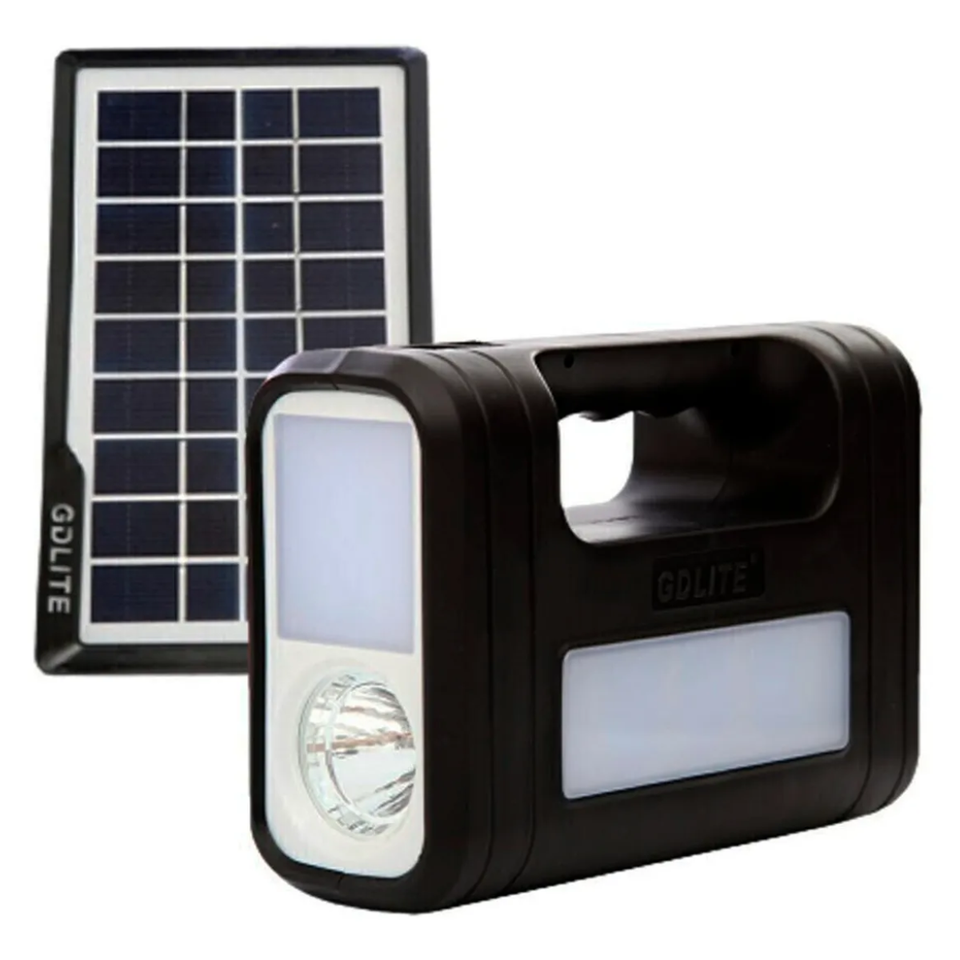 Panel solar con 3 bombillos y linterna led