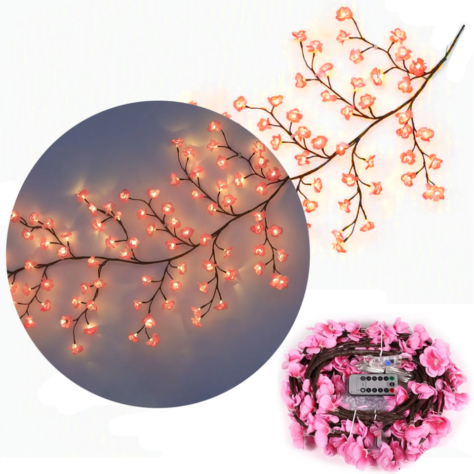 Guirnalda de flores de cerezo con luces led