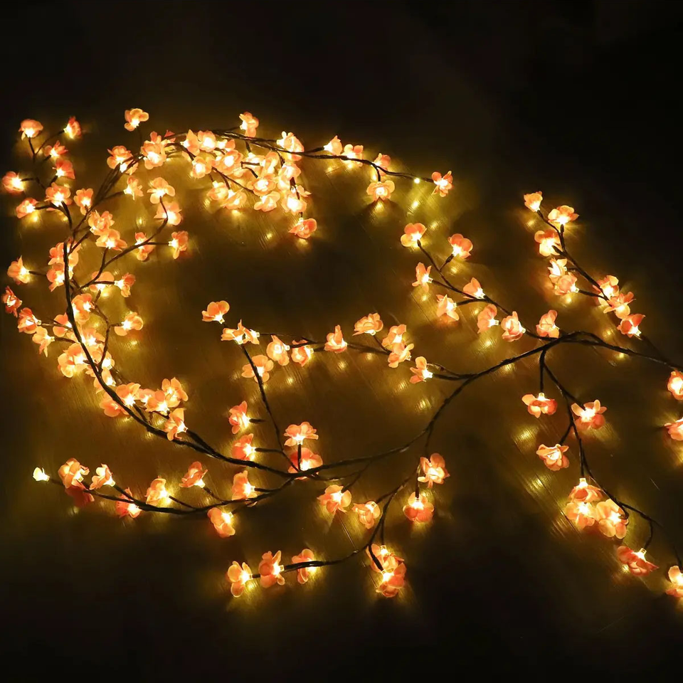 Guirnalda de flores de cerezo con luces led
