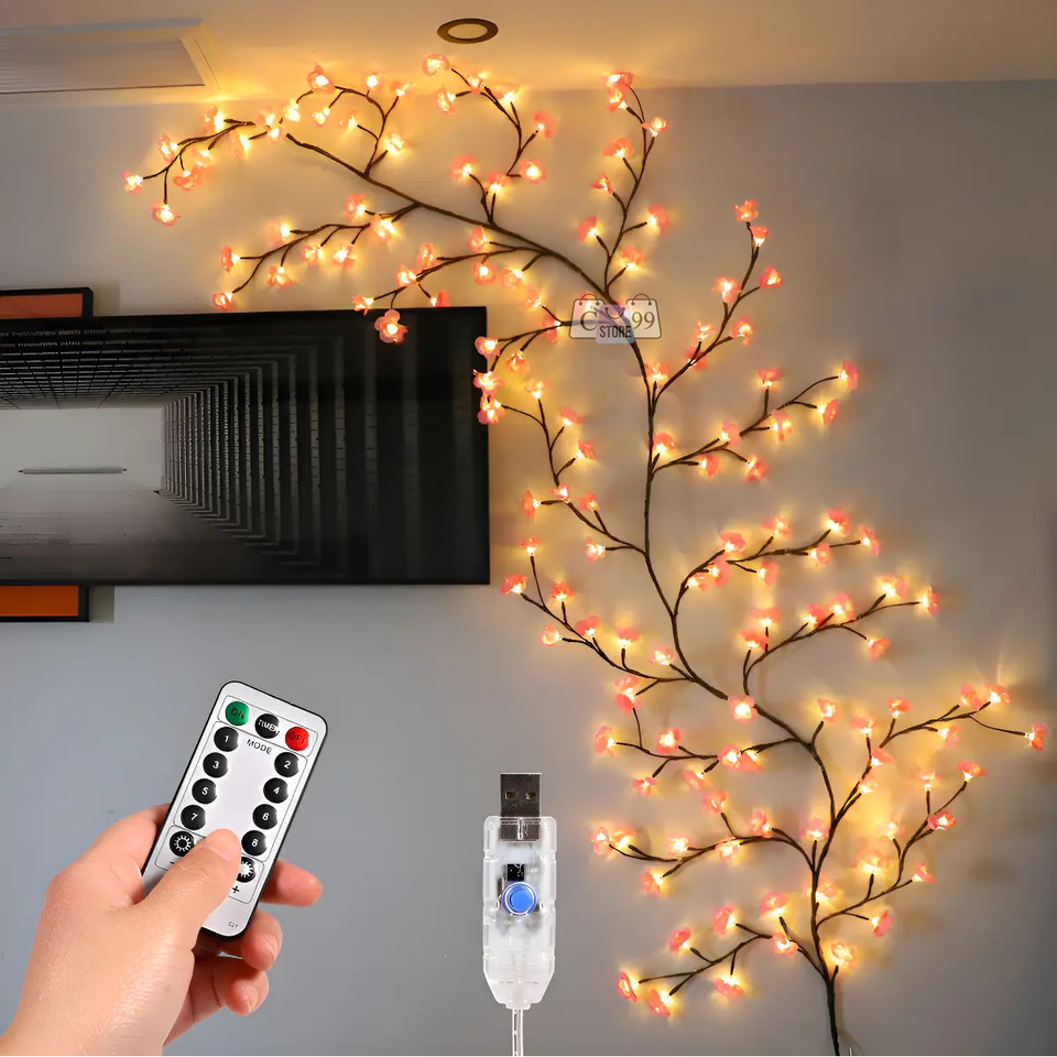 Guirnalda de flores de cerezo con luces led