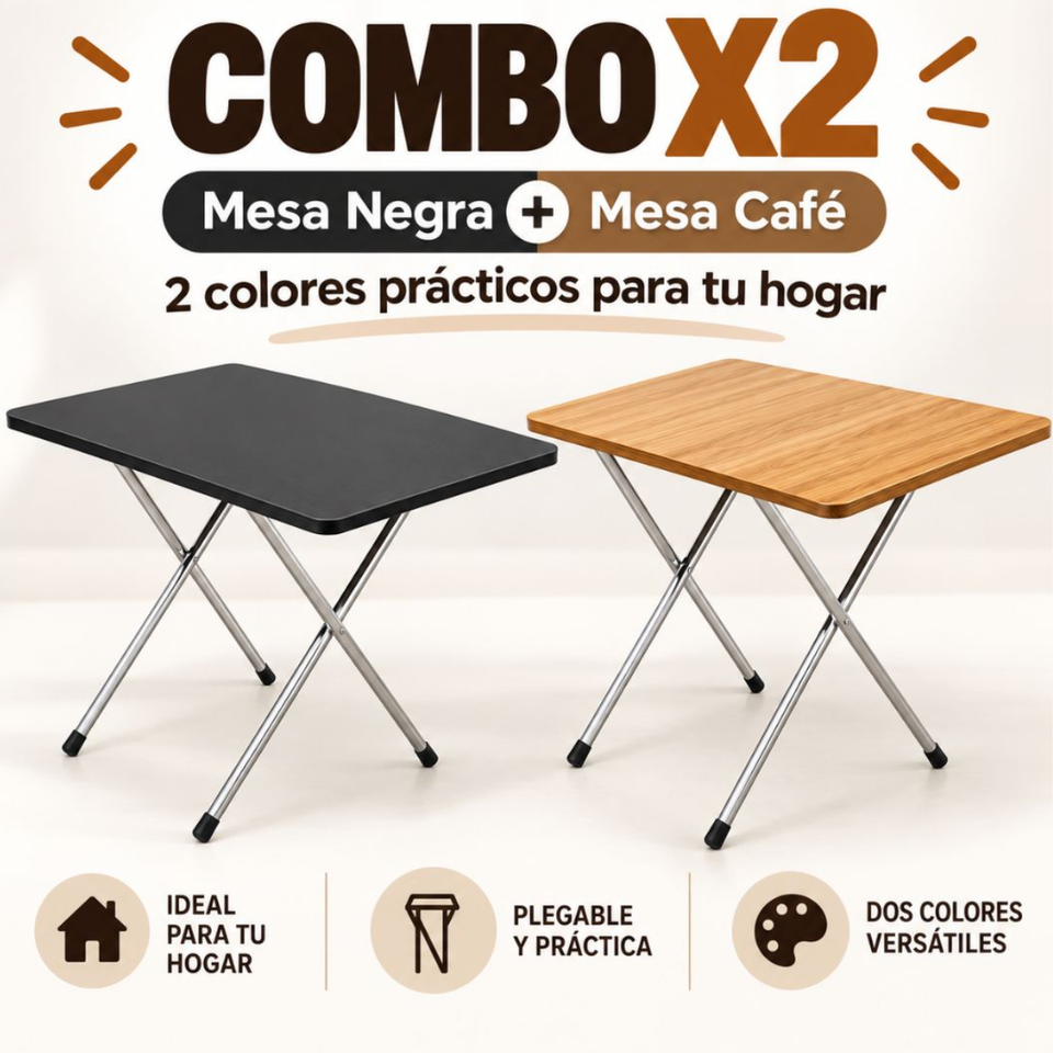 Combo x2 mesas plegables multiusos