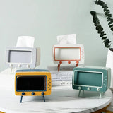 Dispensador de Pañuelos Creativo en Forma de TV con Soporte para Celular