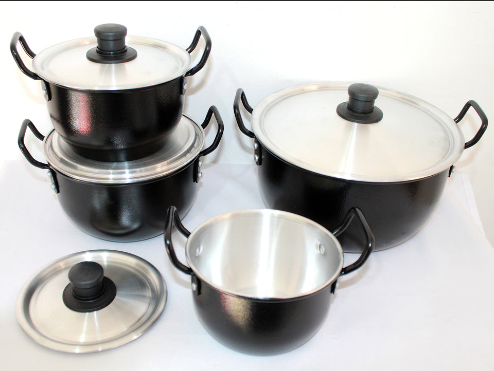 Juego de Ollas en Aluminio Fundido con Tapa de Vidrio x5