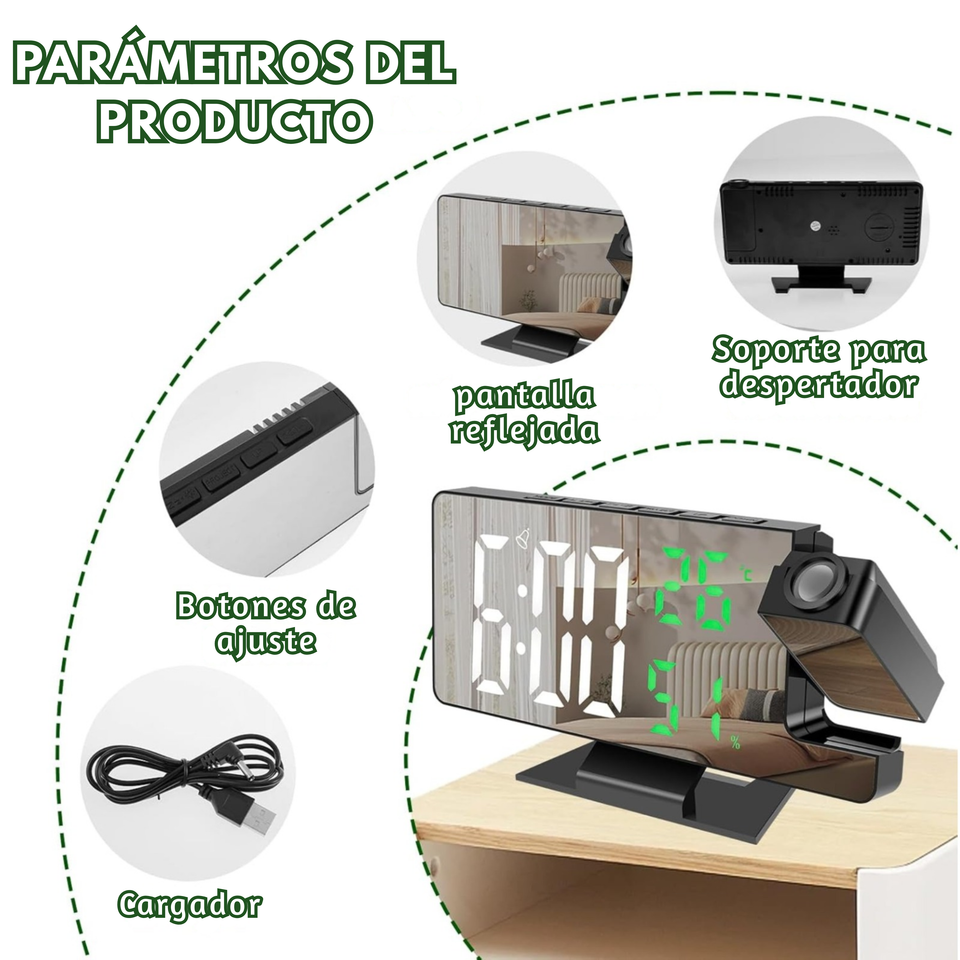Reloj Led Con Alarma Proyecta La Hora
