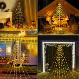 Luces LED Navideñas en Cascada con Estrella y Control Remoto