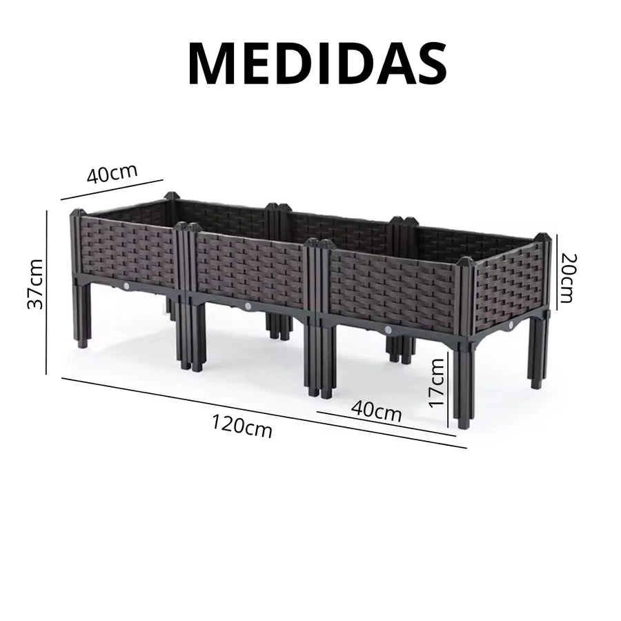 Cama De Jardin Elevada 3 Puestos