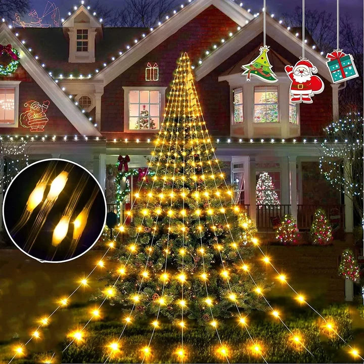 Luces LED Navideñas en Cascada con Estrella y Control Remoto