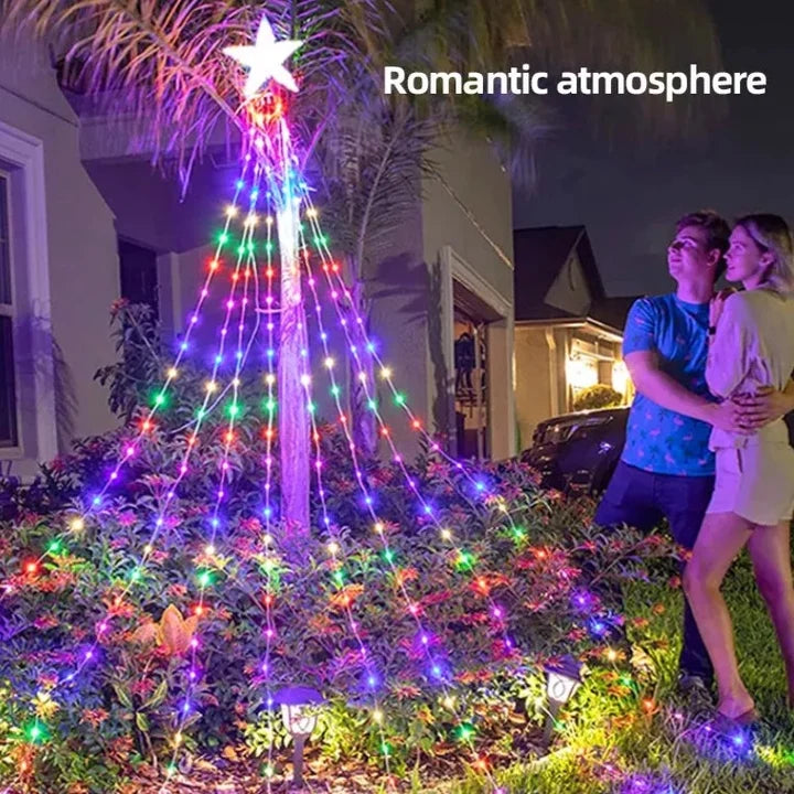 Luces LED Navideñas en Cascada con Estrella y Control Remoto