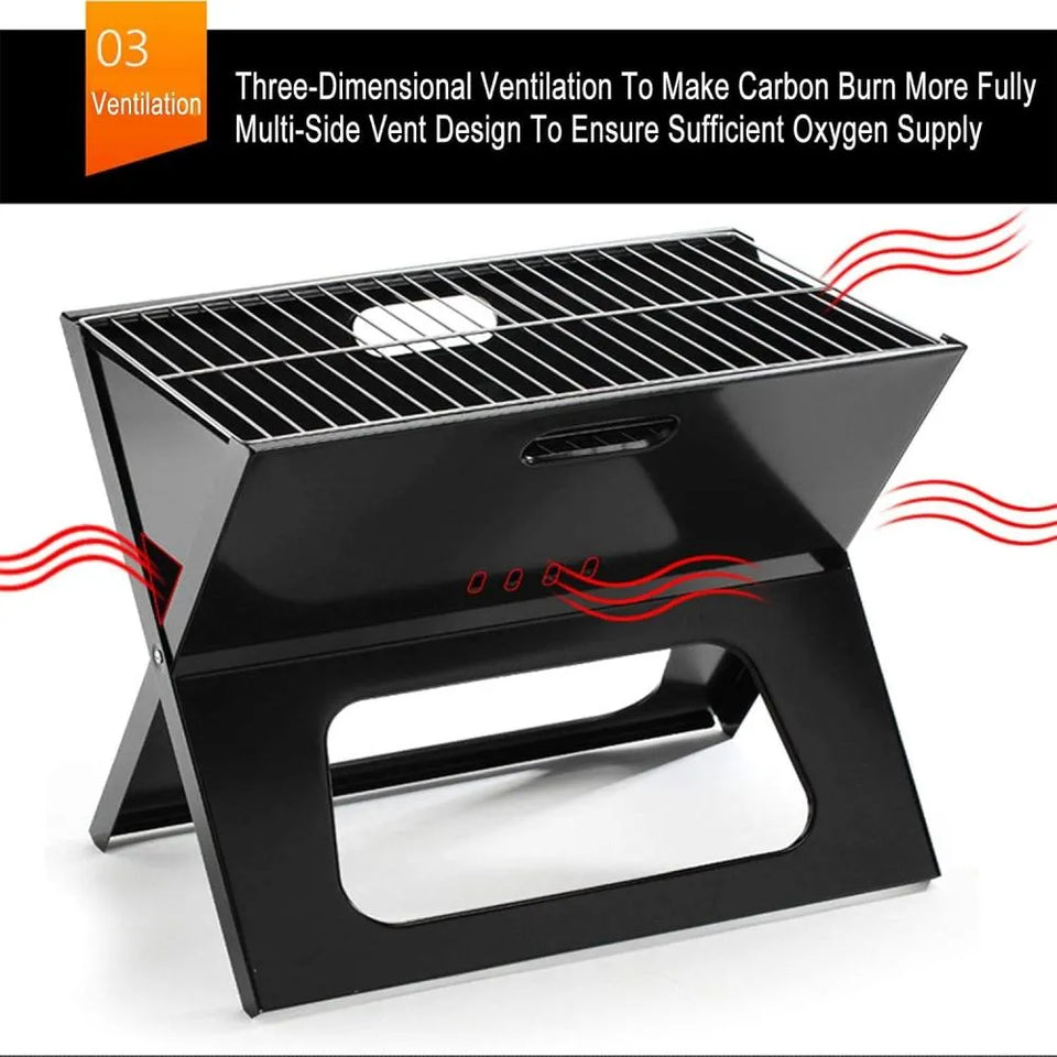 Parrilla Portátil Plegable de Carbón Premium en Acero Inoxidable