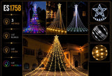 Luces LED Navideñas en Cascada con Estrella y Control Remoto