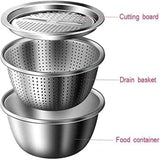 Lavabo Multifuncional de Acero Inoxidable 4 en 1 con Colador y Rallador