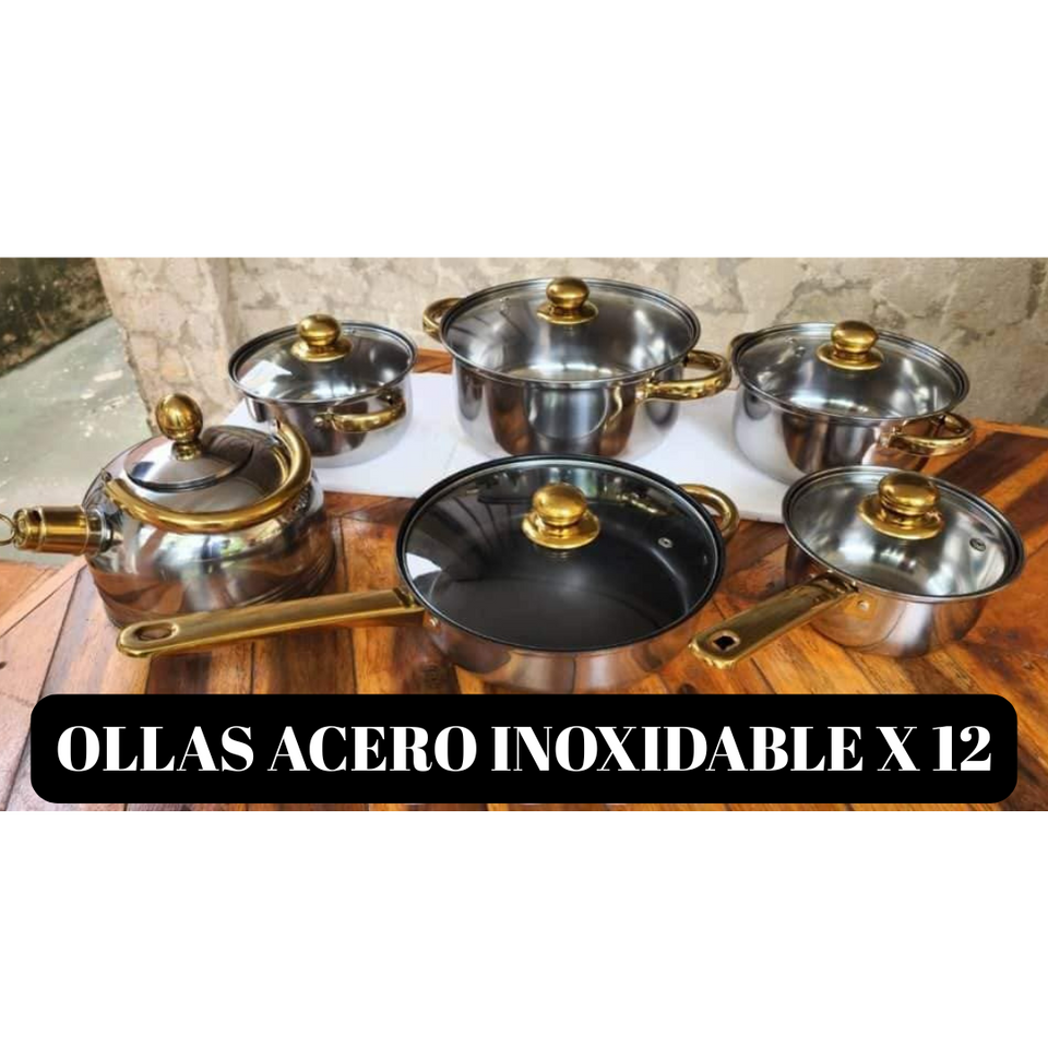SET OLLA ACERO INOXIDABLE X 12 PIEZAS