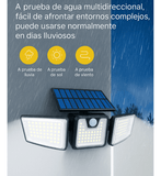 Lámpara Solar LED con Sensor de Movimiento y Triple Cabezal