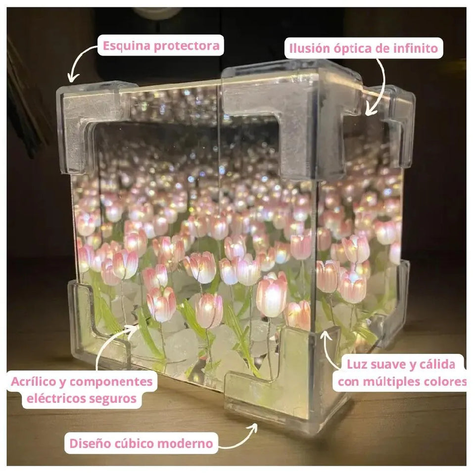 Lámpara Infinita de Tulipanes LED