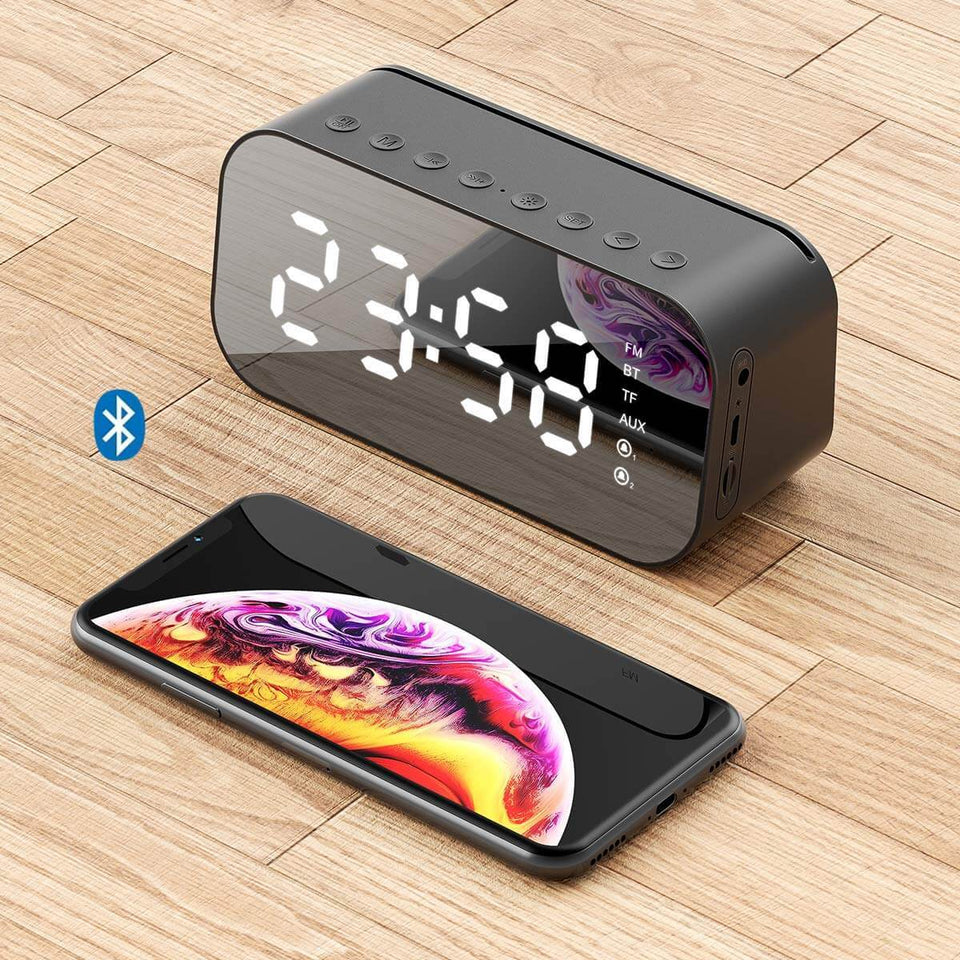 Parlante Despertador Multifuncional con Pantalla LED Espejo