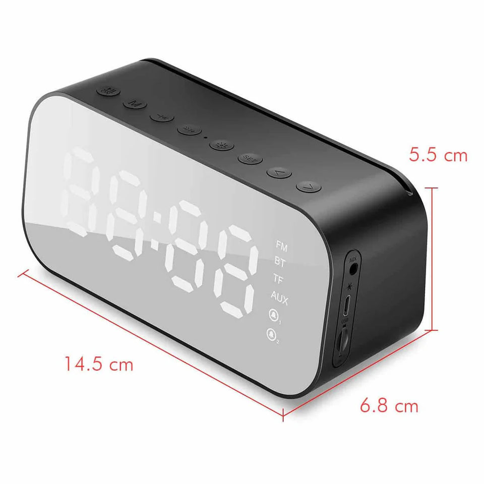 Parlante Despertador Multifuncional con Pantalla LED Espejo
