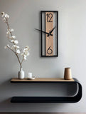 Reloj de Pared Rectangular con Vetas de Madera