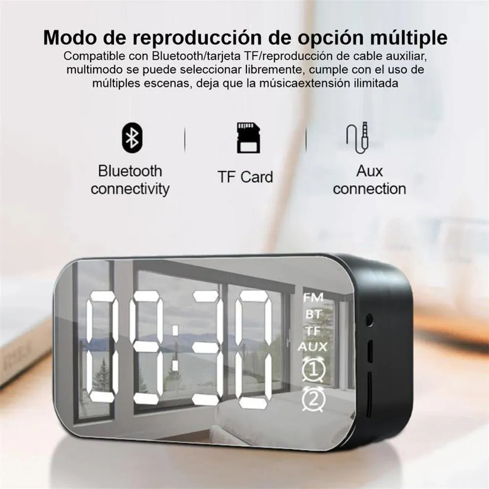 Parlante Despertador Multifuncional con Pantalla LED Espejo