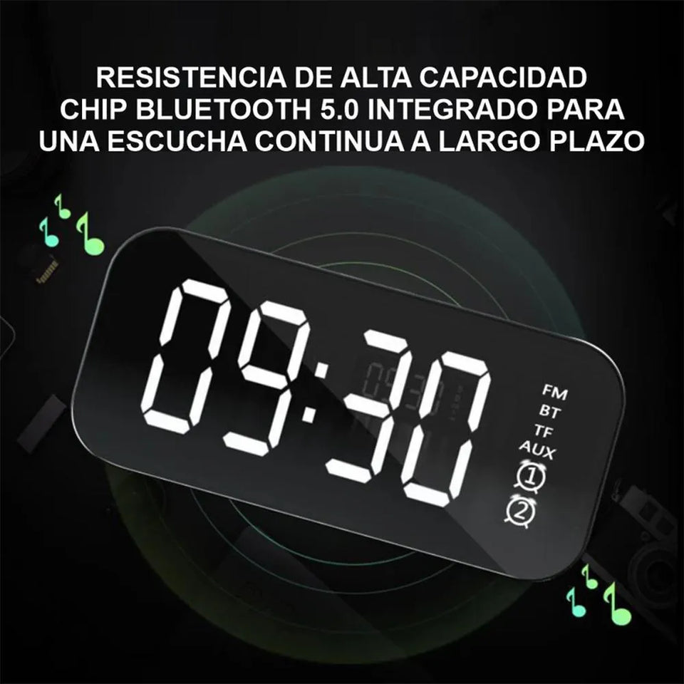 Parlante Despertador Multifuncional con Pantalla LED Espejo