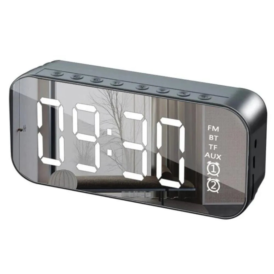 Parlante Despertador Multifuncional con Pantalla LED Espejo