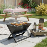 Parrilla Portátil Plegable de Carbón Premium en Acero Inoxidable