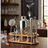 KIT DE COCTELERÍA PROFESIONAL DE 23 PIEZAS CON BASE DE BAMBÚ